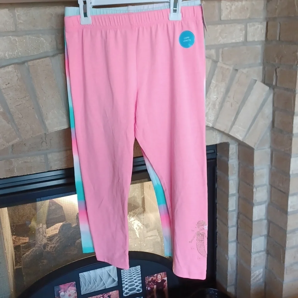 Carter's Leggings Capri length, Mermaid/Rainbow Stripes 14